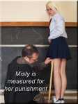 Schoolgirl Misty's short skirt gets her a spanking
